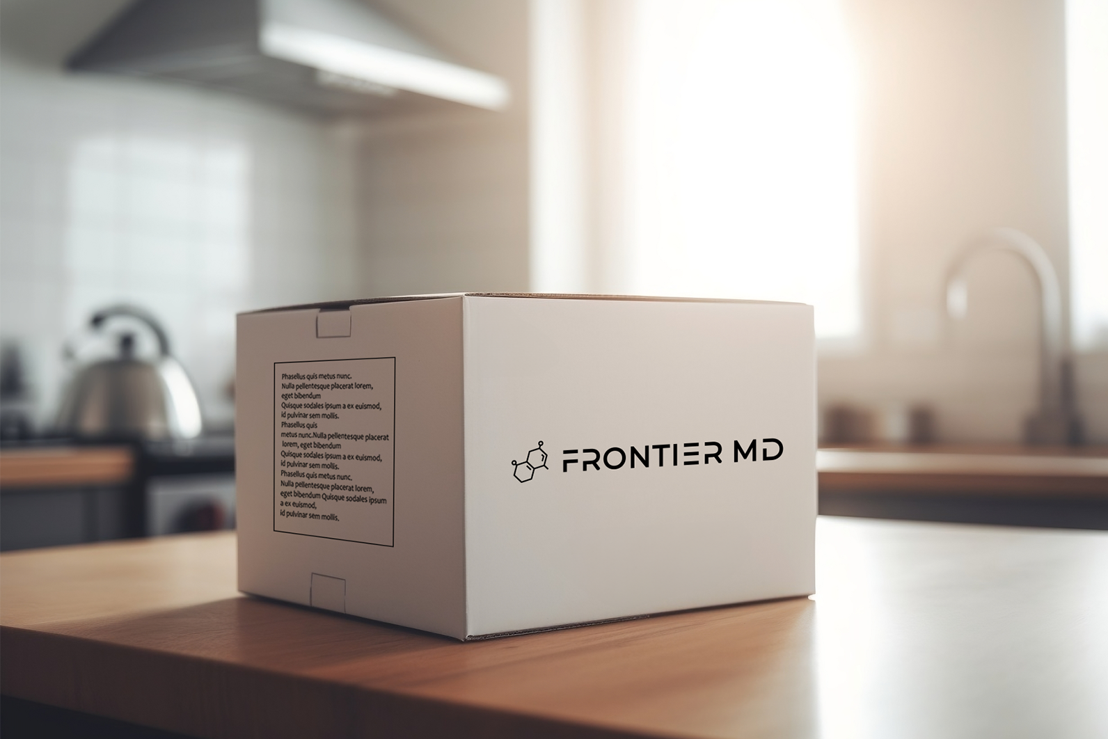 frontier md box containing personalized treatment plan and medication vitamins supplements
